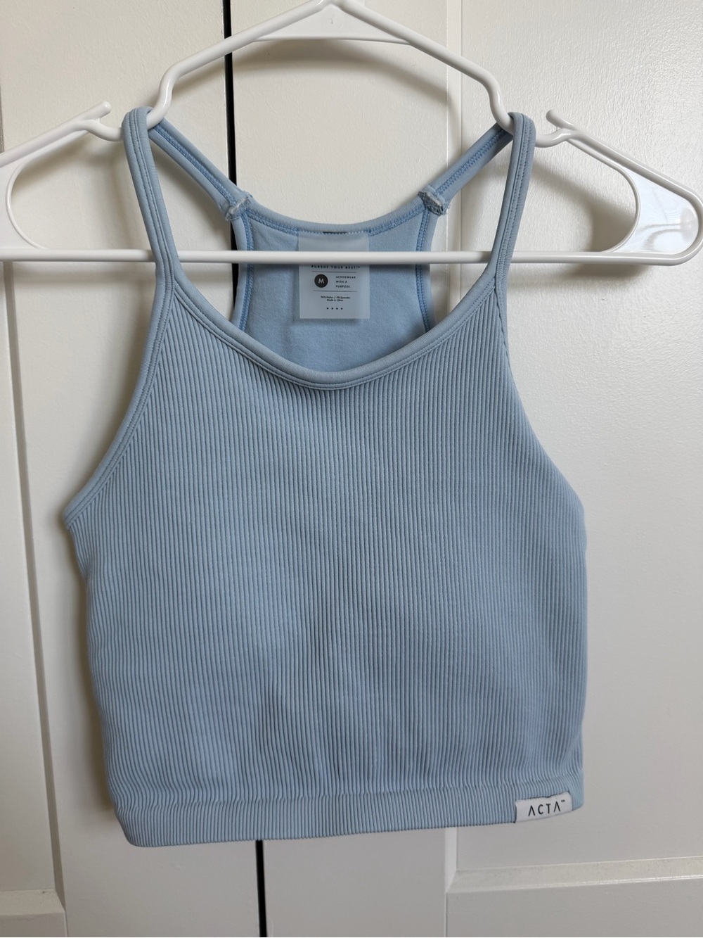 ACTA Light Blue Ribbed Crop Tank Top